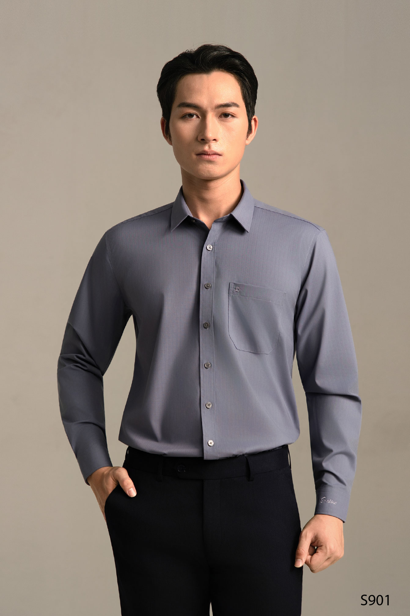 Sơ mi dài tay nam cao cấp Santino màu chì | S901
